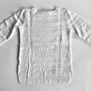 NWT White Tunic Sweater Size Tall Small 100% Cotton Textured 26" Scoop Neck